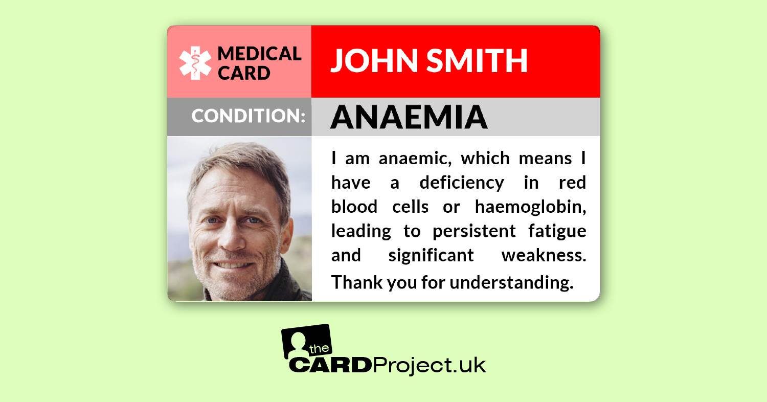 Anaemia Medical Photo ID Card (FRONT)